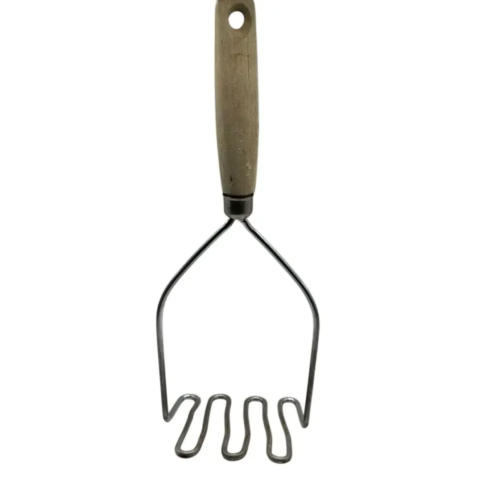 Vintage Potato Masher Wooden Handle Metal Farmhouse Decor 10.5 inch